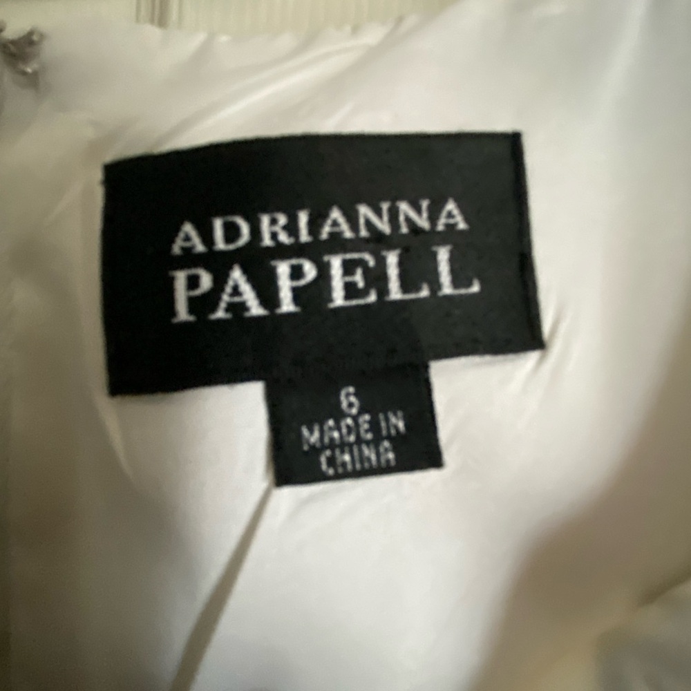 Adrianna Papell White Sheath Dress with Navy Leaf Trim - Picture 2 of 3